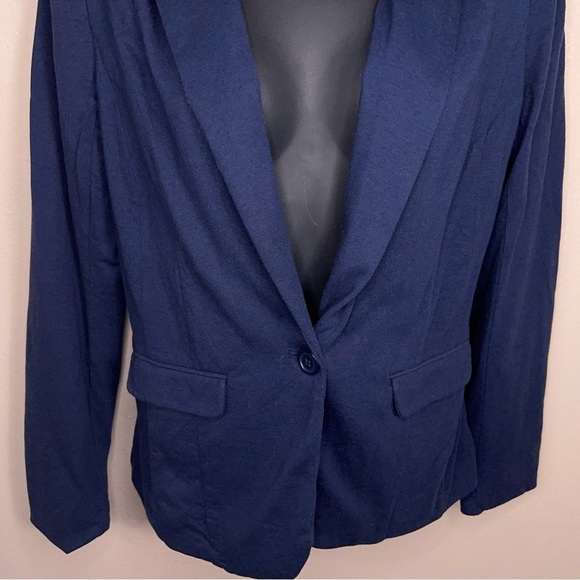 Small Company Ellen Tracy Blue Stretch Lined Blazer Womens Button Closure - Picture 9 of 14